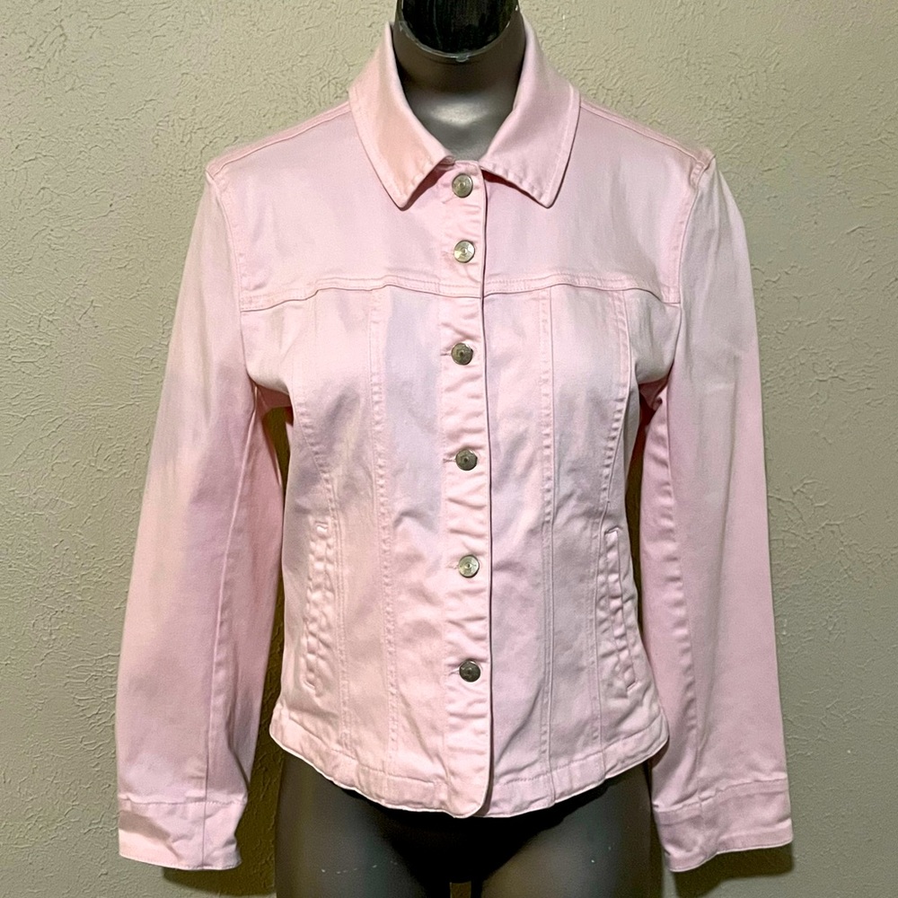 A.M.I Pink Denim Jacket Size Petite Medium